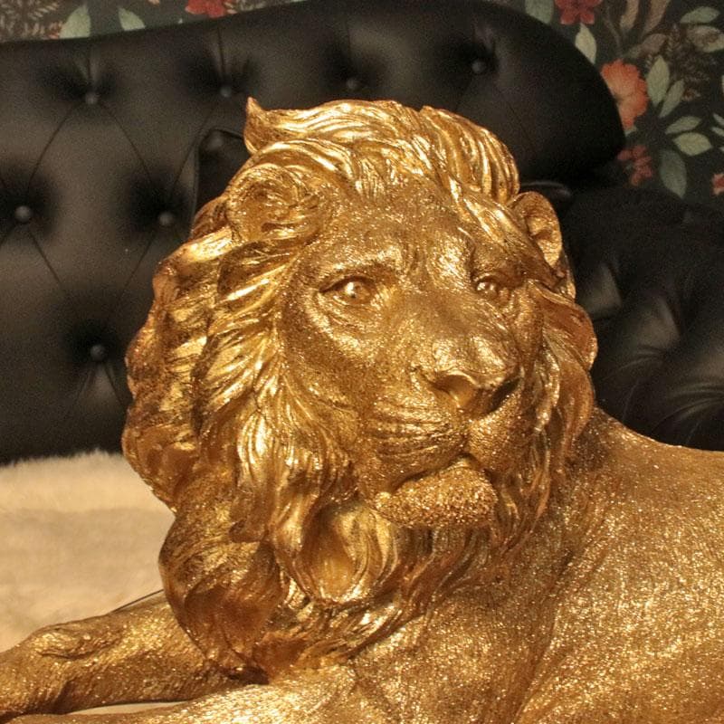 ライオン置物 ゴールド 高級インテリアオブジェ 143-138-036