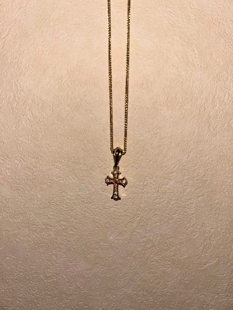 AVALANCHE 10K ネックレス50cm ダイヤ クロス ペンダント