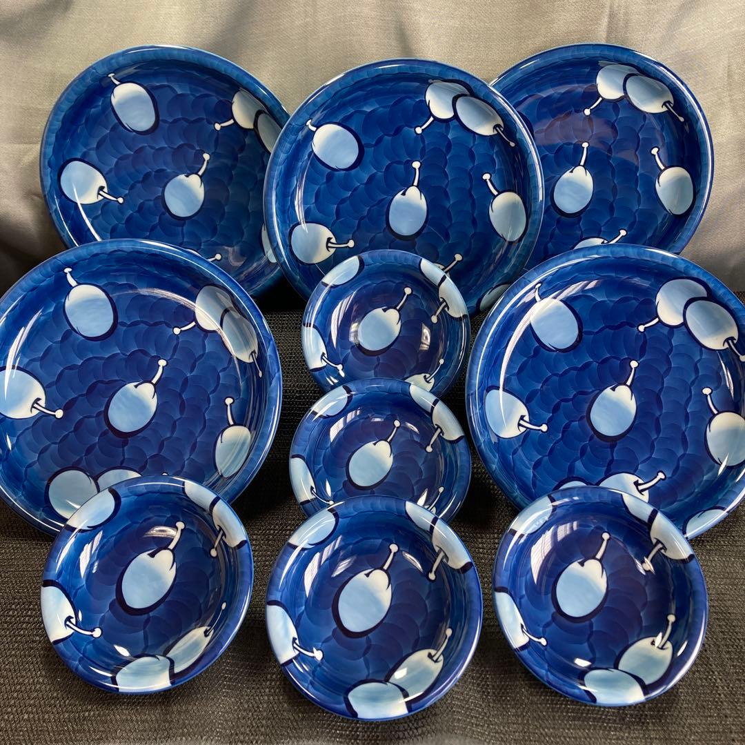 宮脇 大　源右衛門　染濃　プルーン文　中皿　小皿　プレート