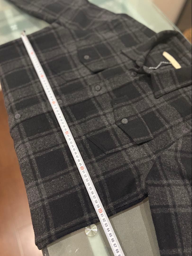 最終価格希少ブラックoff-whiteチェック柄長袖ロングシャツ