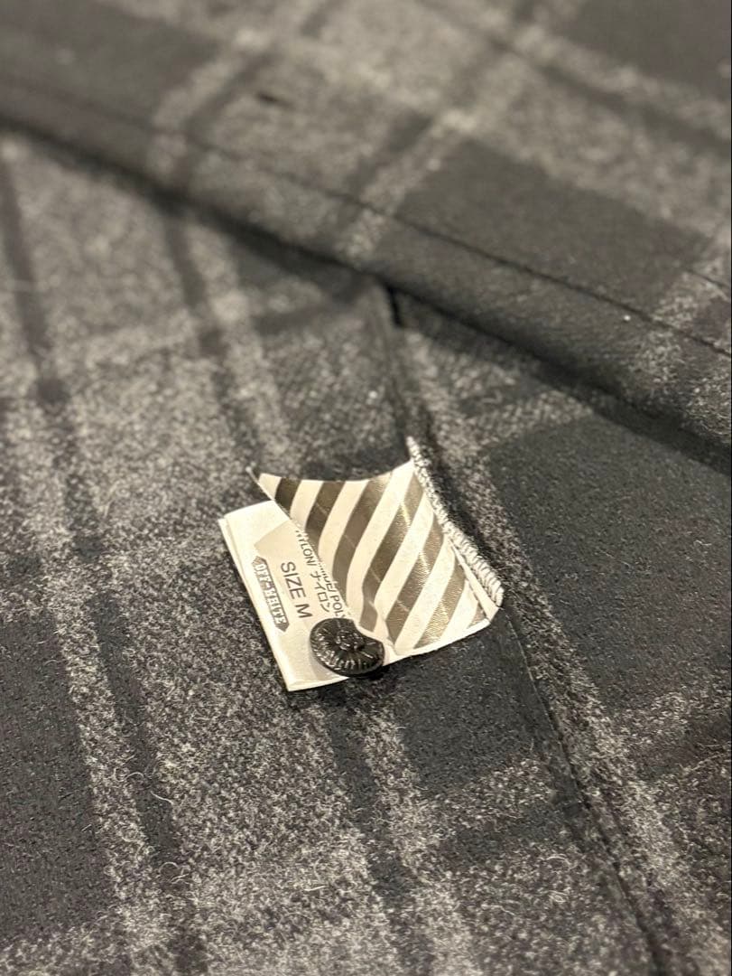 最終価格希少ブラックoff-whiteチェック柄長袖ロングシャツ