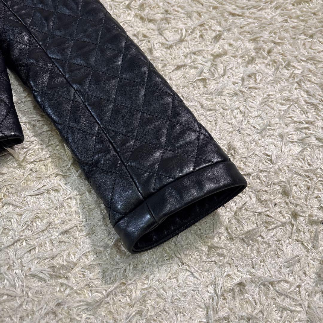 マッキントッシュ　ラムレザー　キルティング　ノーカラー　ジャケット　38