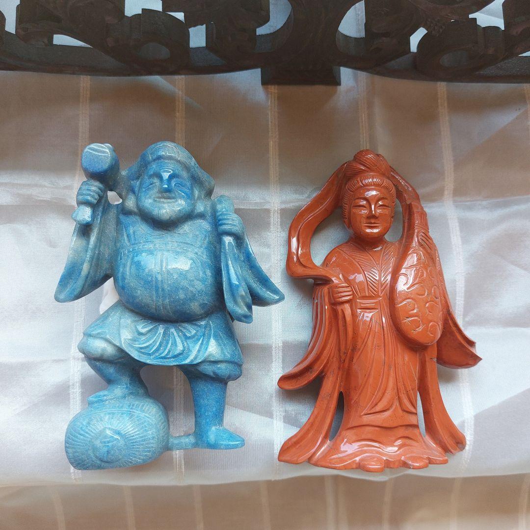 天然石七福神　置物　象牙　希少品　パワーストーン　開運