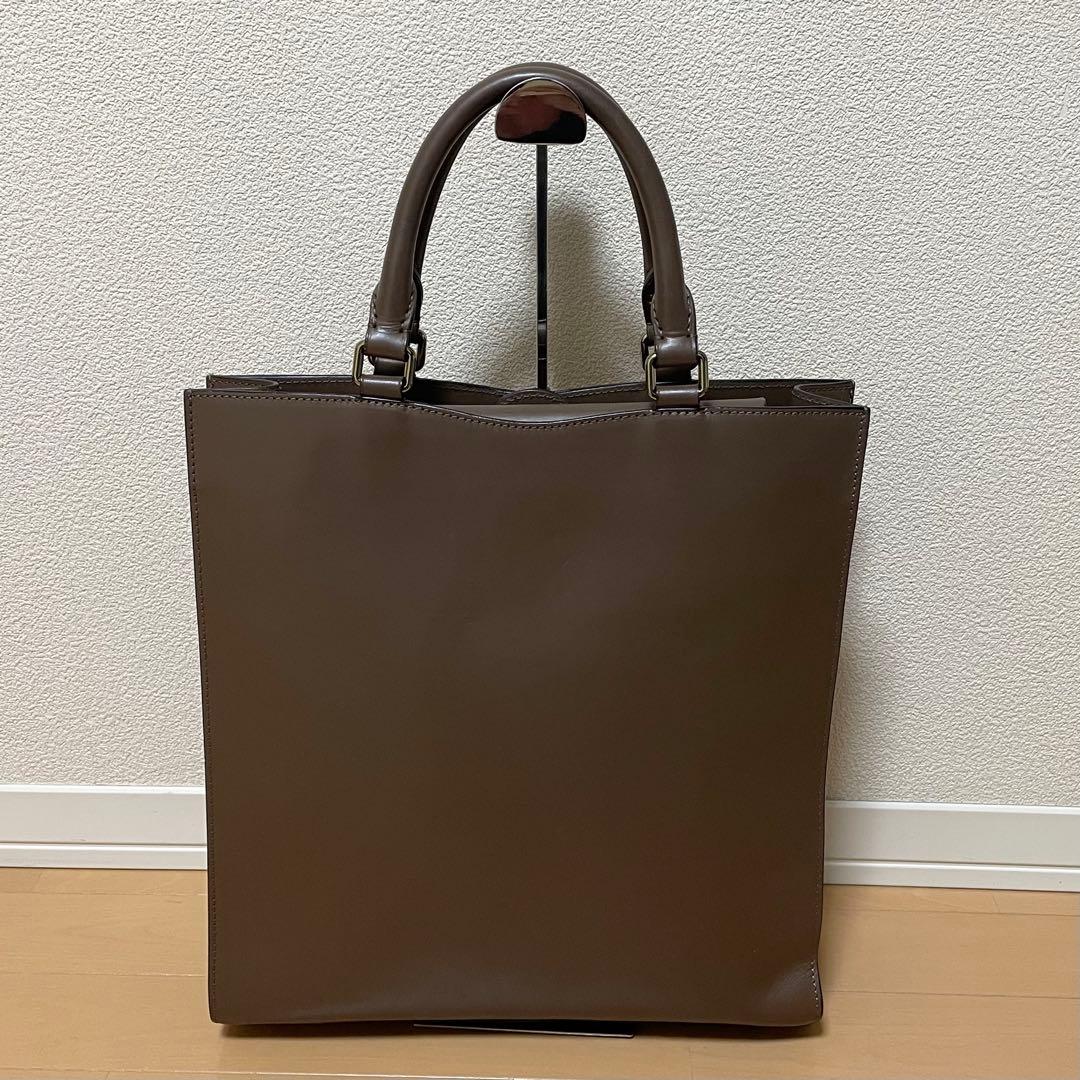 【美品】ボルドリーニセレリア トートバッグ スクエア ブラウン A4サイズ収納可