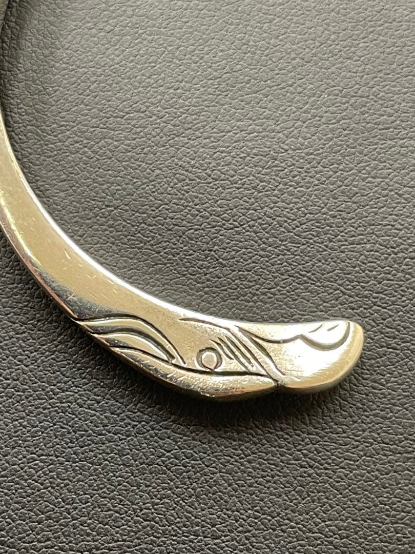 シルバー925 イーグル顔 バングル ブレスレット 金メタル付き