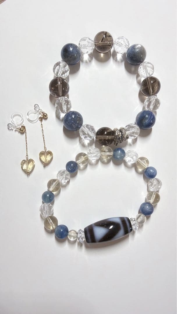 ご予約品天然石ビーズブレスレット3本セット