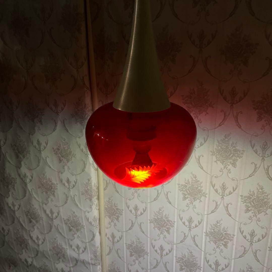 【アンティーク】昭和レトロ ナショナル ペンダントライト ガラス傘 古道具