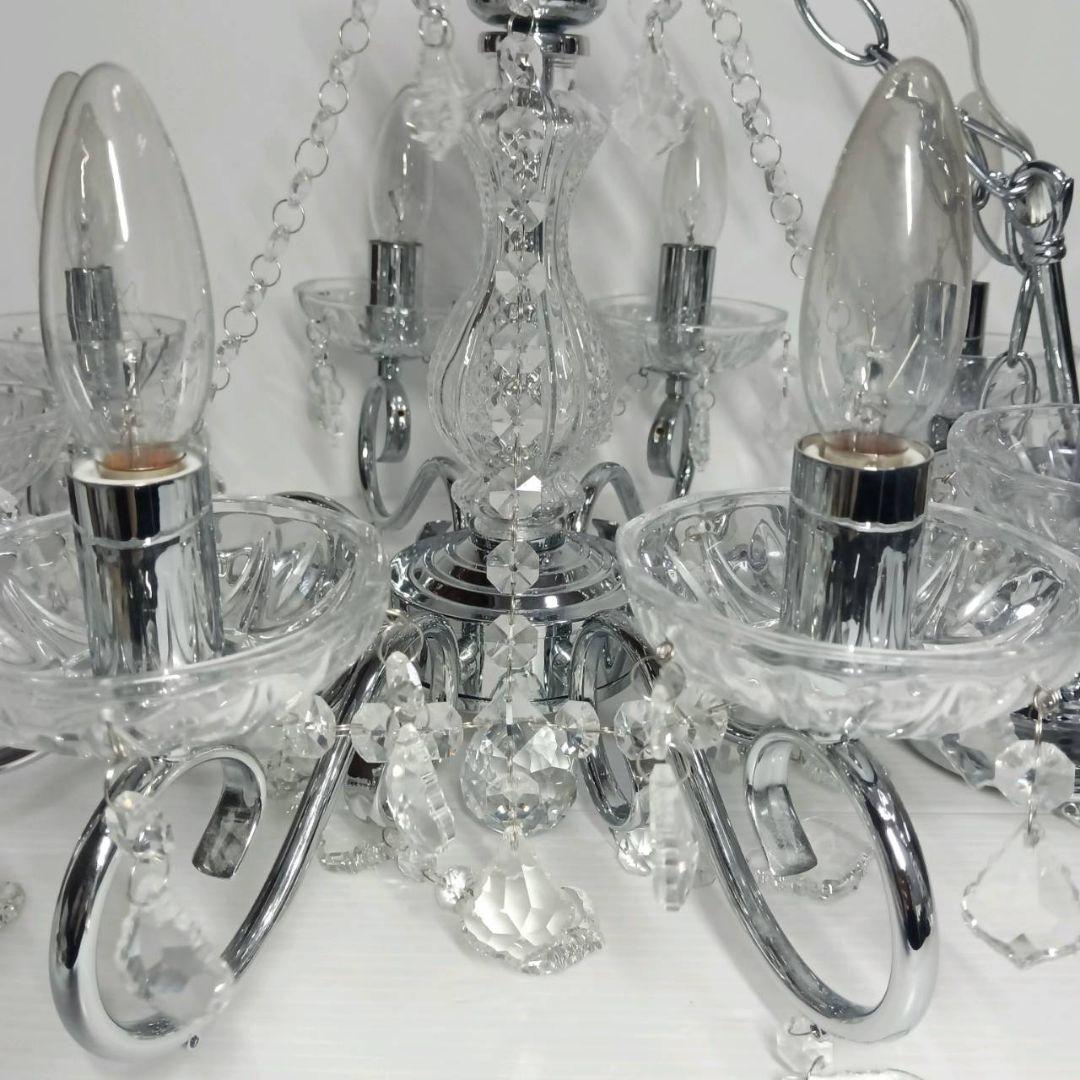 シャンデリア クリスタルガラス 8灯 美しい シルバー 天井照明 ゴージャス