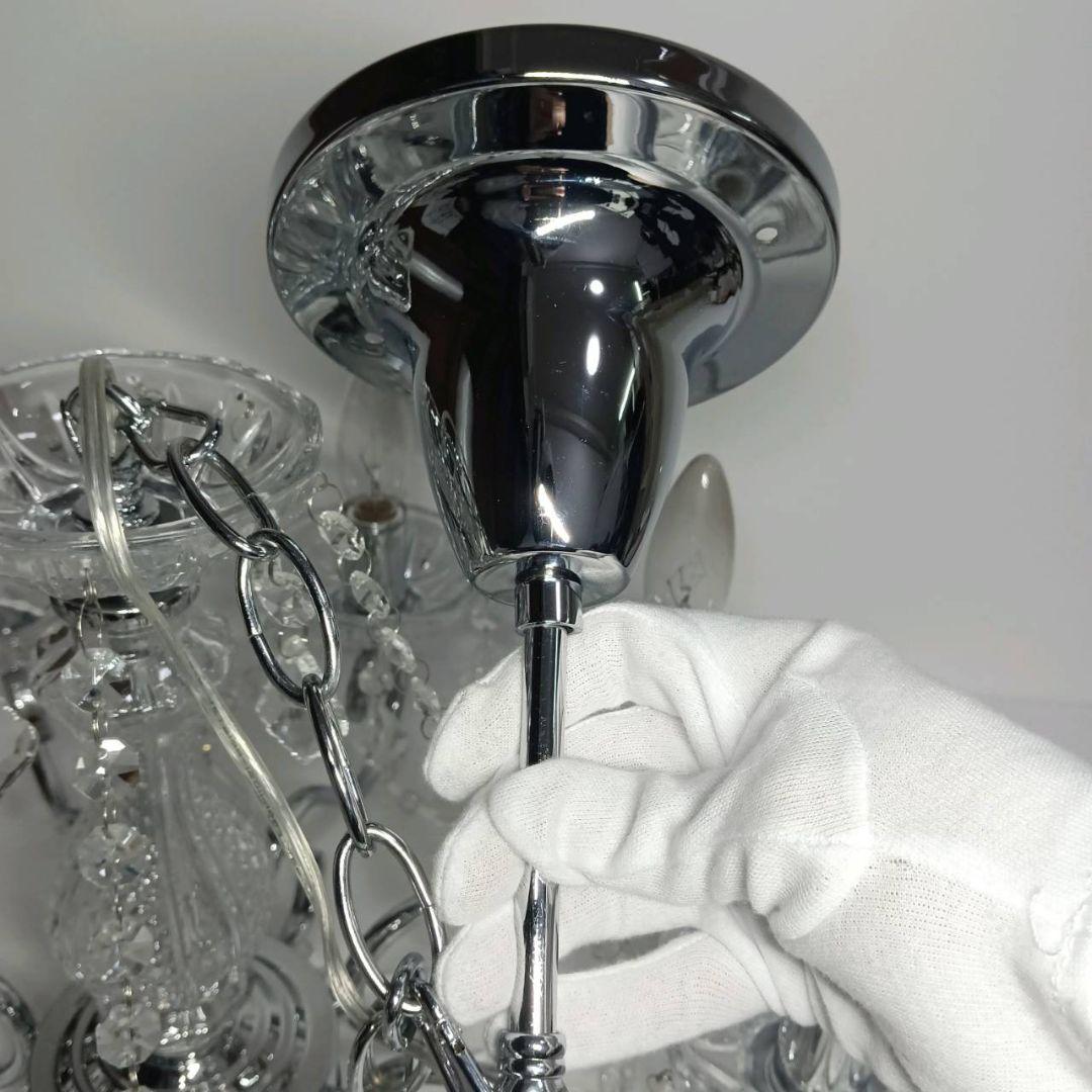 シャンデリア クリスタルガラス 8灯 美しい シルバー 天井照明 ゴージャス