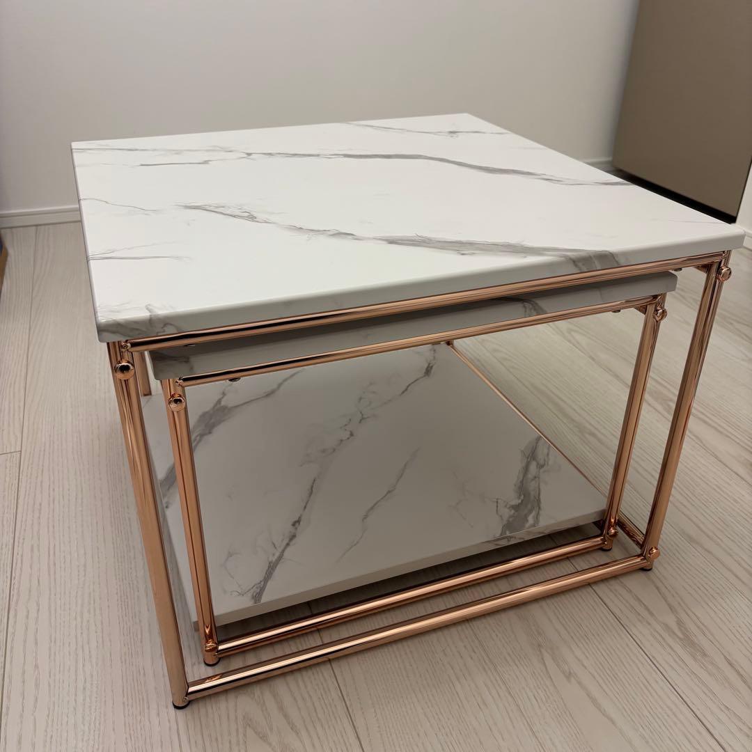 ネストテーブル センターテーブル 大理石柄