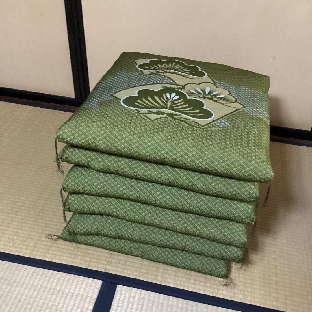 ③緑　松柄　高級座布団12枚　未使用品