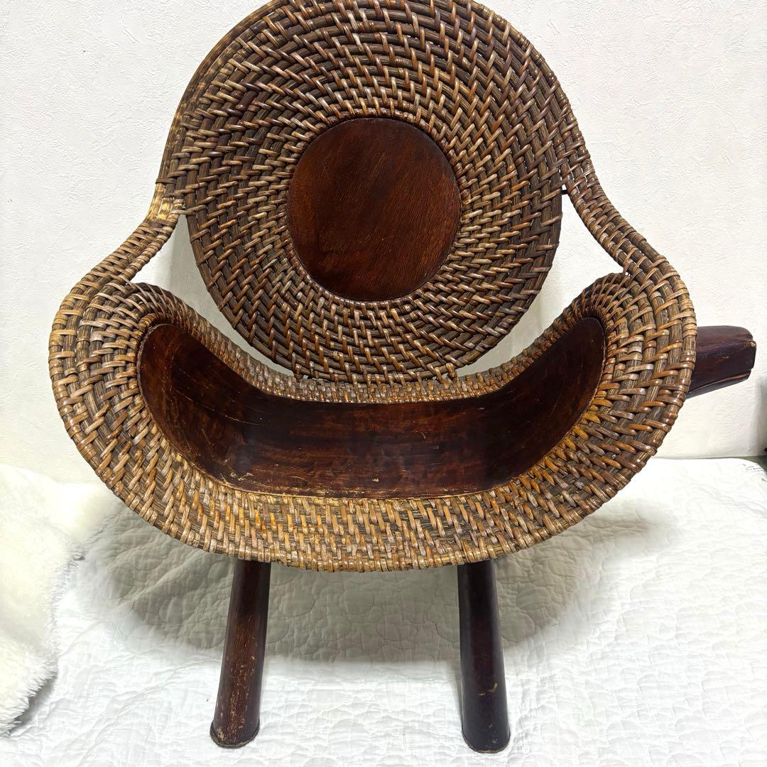 【極希少】ラタン製 チェア 彫刻 木彫り 犬 ドッグ