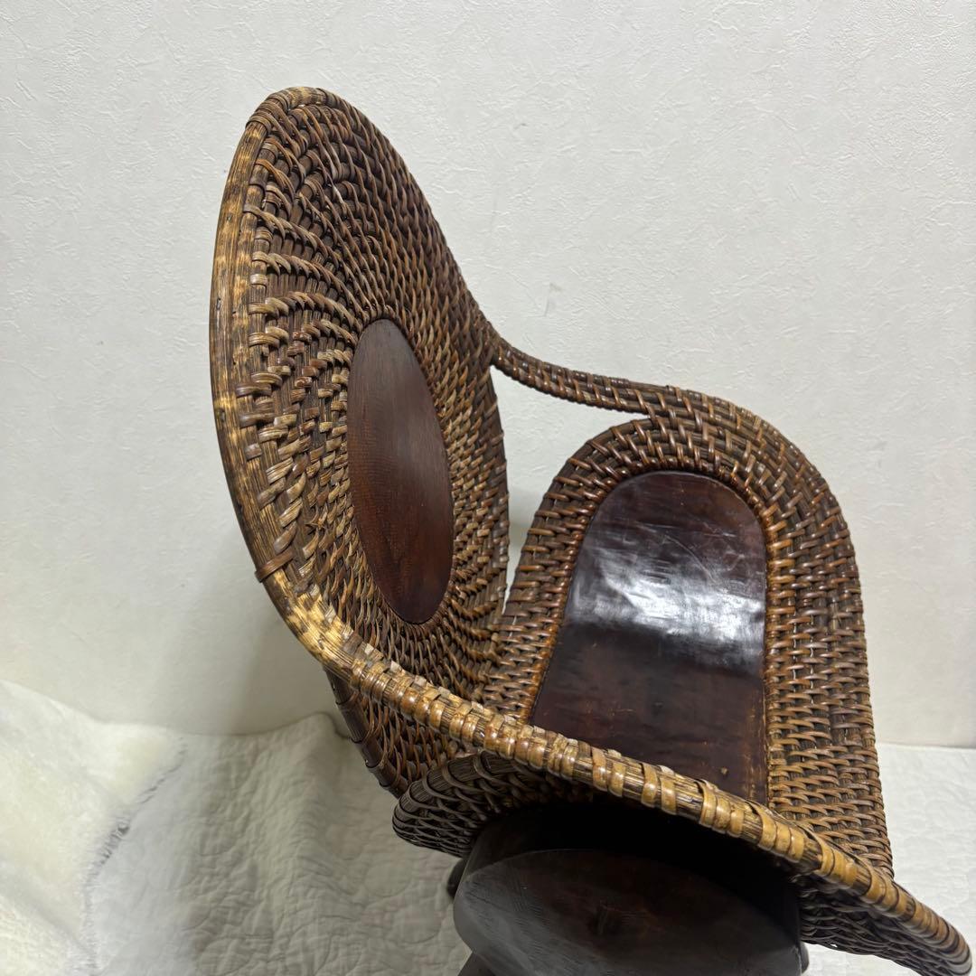 【極希少】ラタン製 チェア 彫刻 木彫り 犬 ドッグ