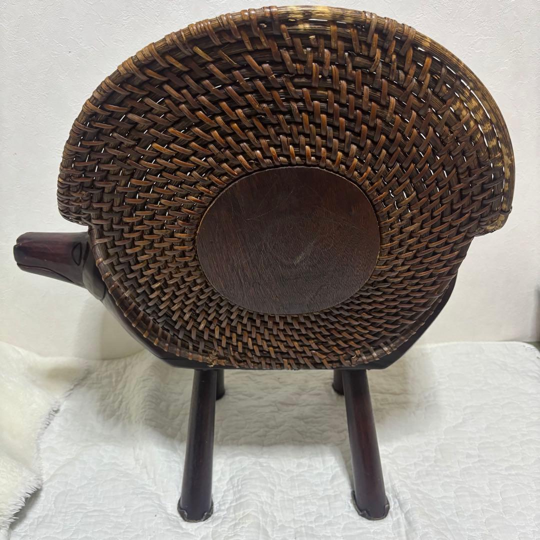 【極希少】ラタン製 チェア 彫刻 木彫り 犬 ドッグ