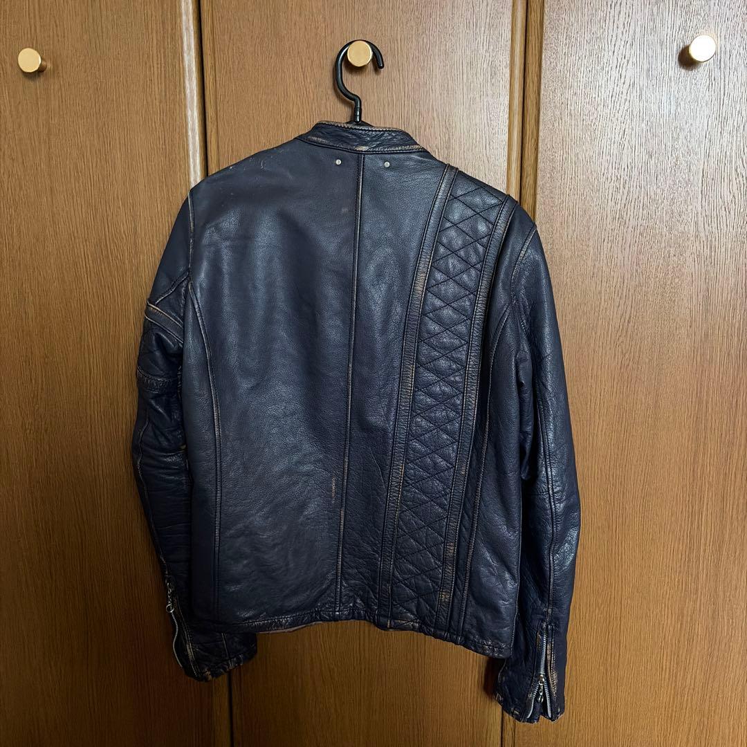 JOHN'S ネイビー シングルライダースジャケット