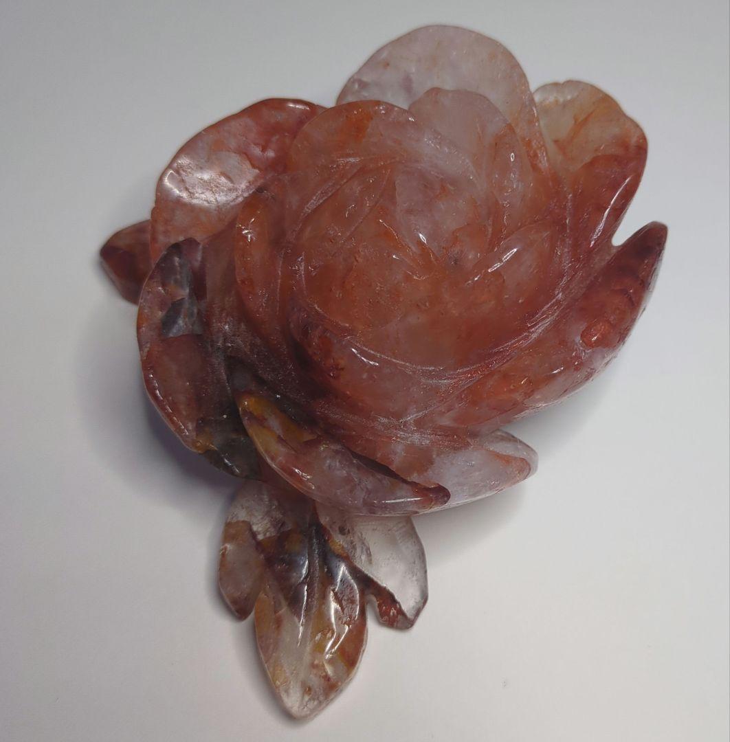 ファイヤークォーツ　薔薇　カービング