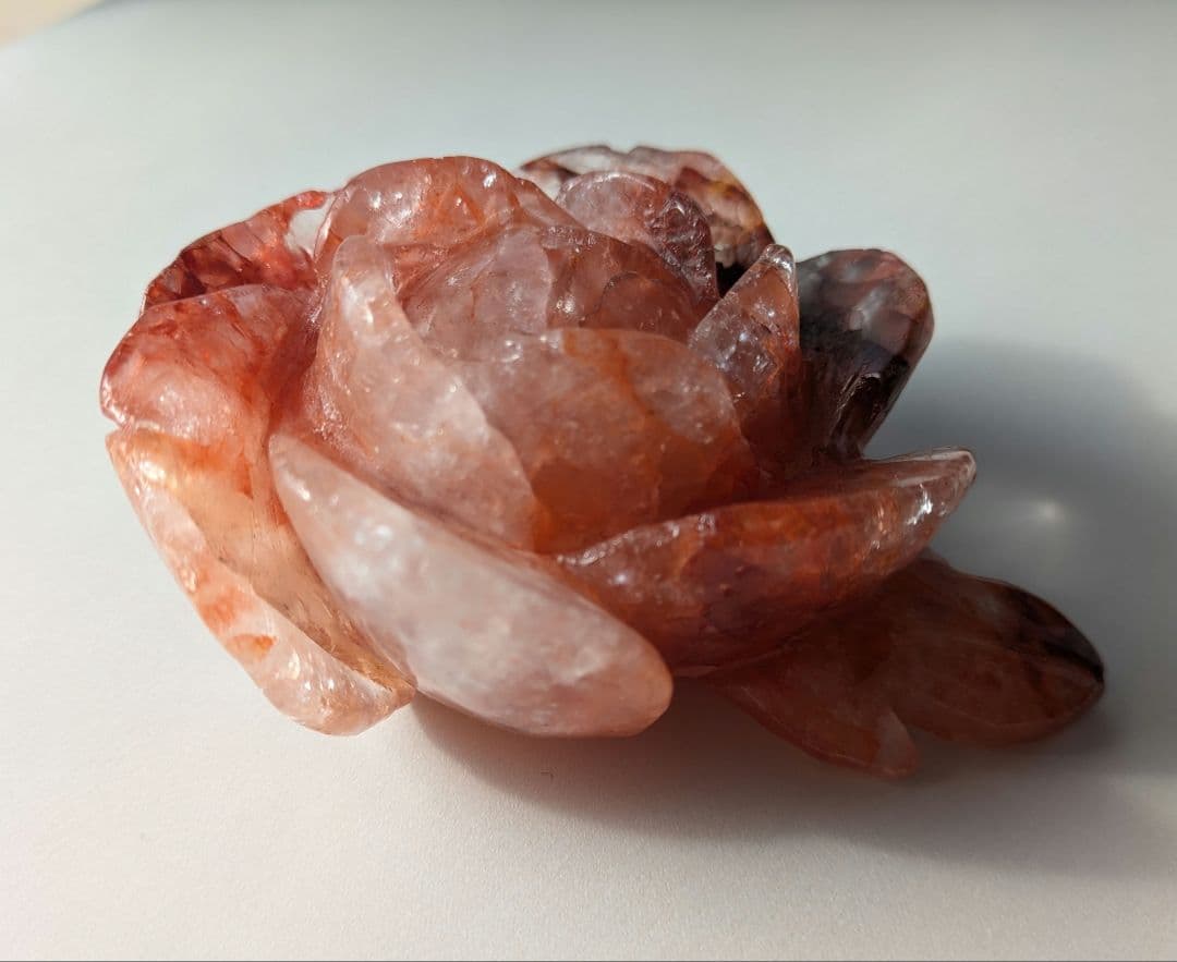 ファイヤークォーツ　薔薇　カービング