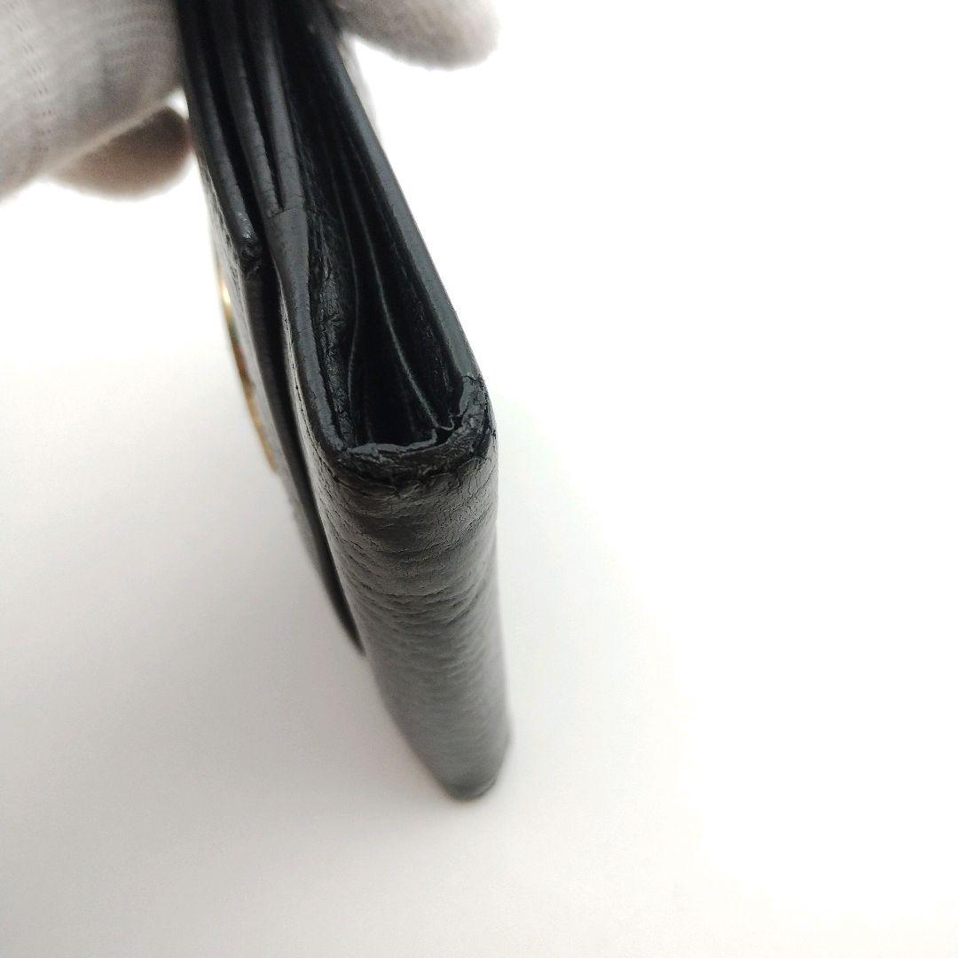 GUCCI 二つ折り財布 インターロッキング シェリーライン GG金具 黒 本革