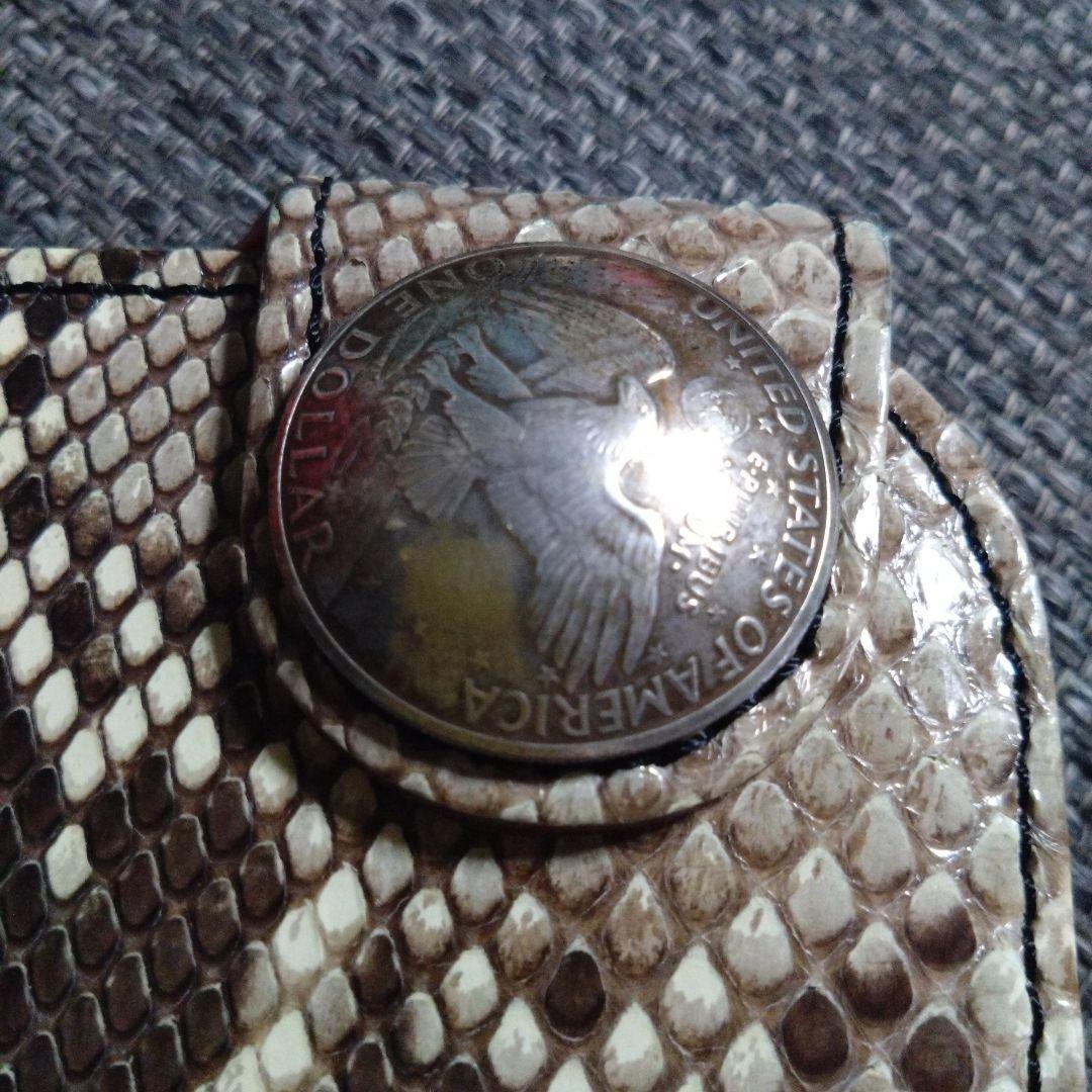 ヘビ革パイソン本革レザーバイカーウォレット長財布コンチョ