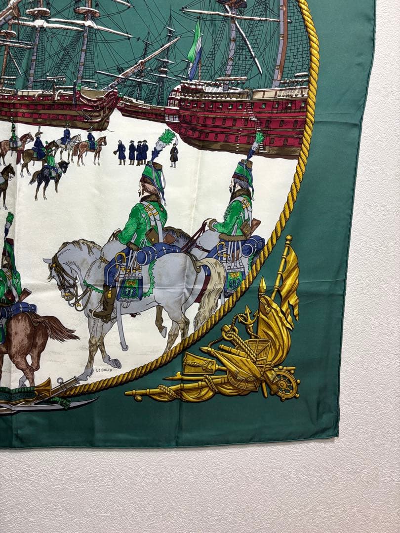 美品 HERMES エルメス カレ90 海と騎兵隊 シルク スカーフ