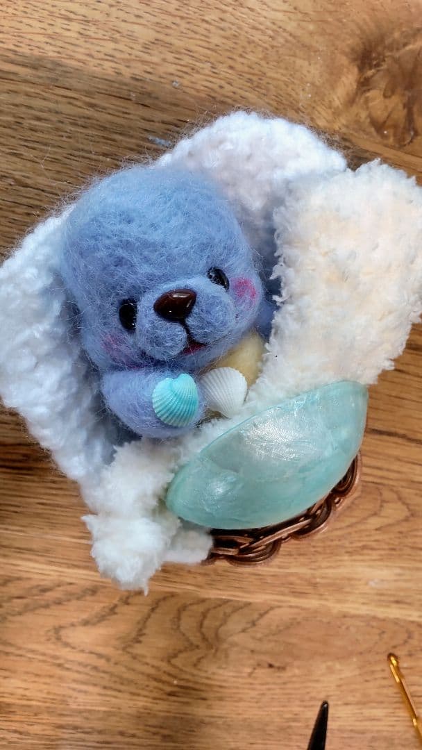展示のみ☆らっこ ゴマフアザラシ 羊毛フェルト 人形 ハンドメイド