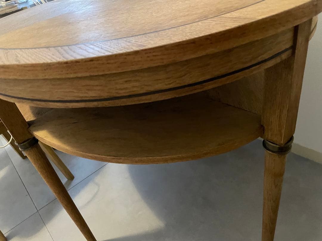 アンティーク　楕円形棚付きテーブル