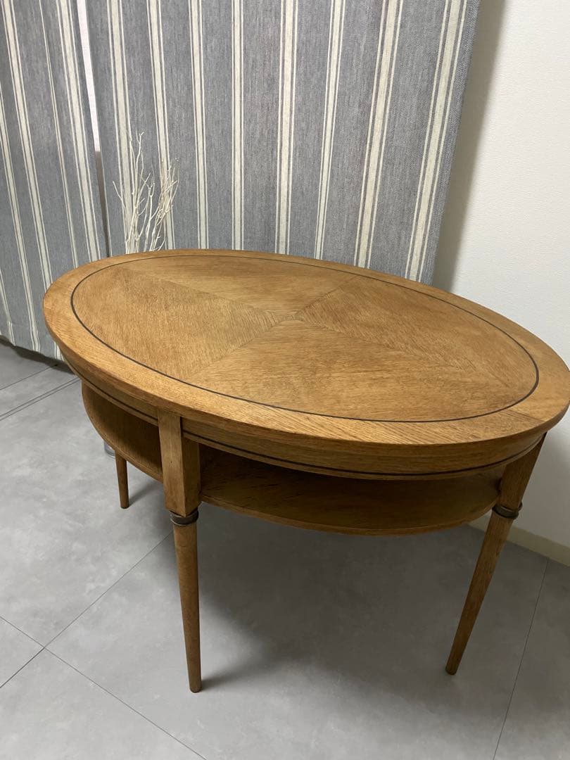 アンティーク　楕円形棚付きテーブル