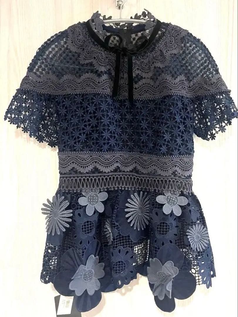 self-portrait ネイビー 半袖 トップス UK 6