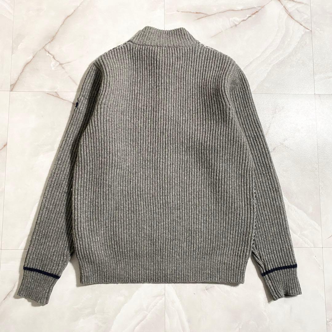 A18129 美品 シナコバ 千鳥×リブ切替 ドライバーズニット グレー L