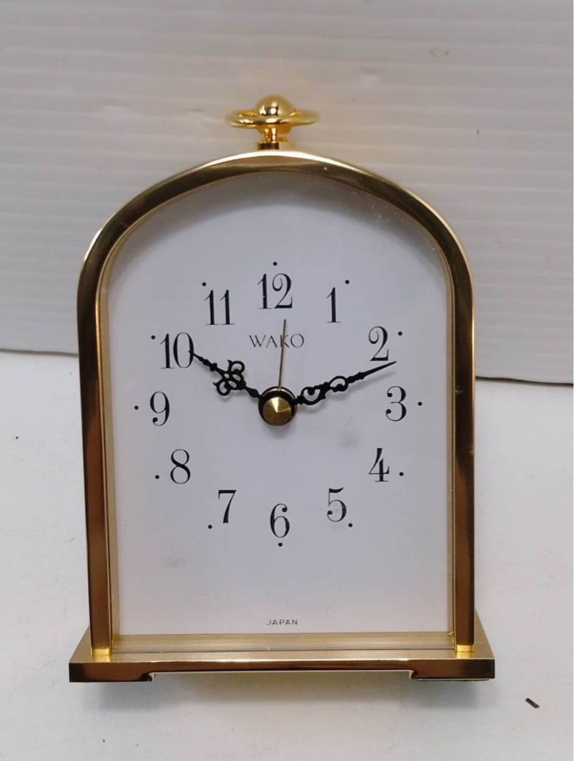 G2304【未使用】銀座和光 WAKO 置時計 ゴールド アーチ型 アラーム付