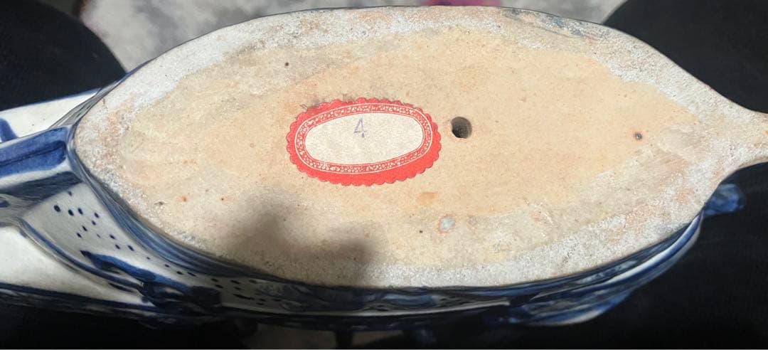 珍品！ブルーの陶製大型帆船