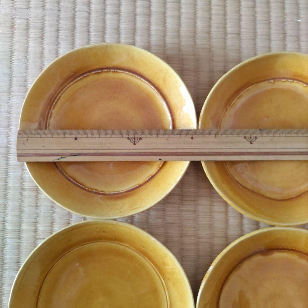 黄交趾　土器皿　 6枚セット