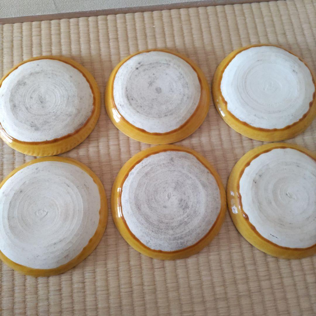 黄交趾　土器皿　 6枚セット