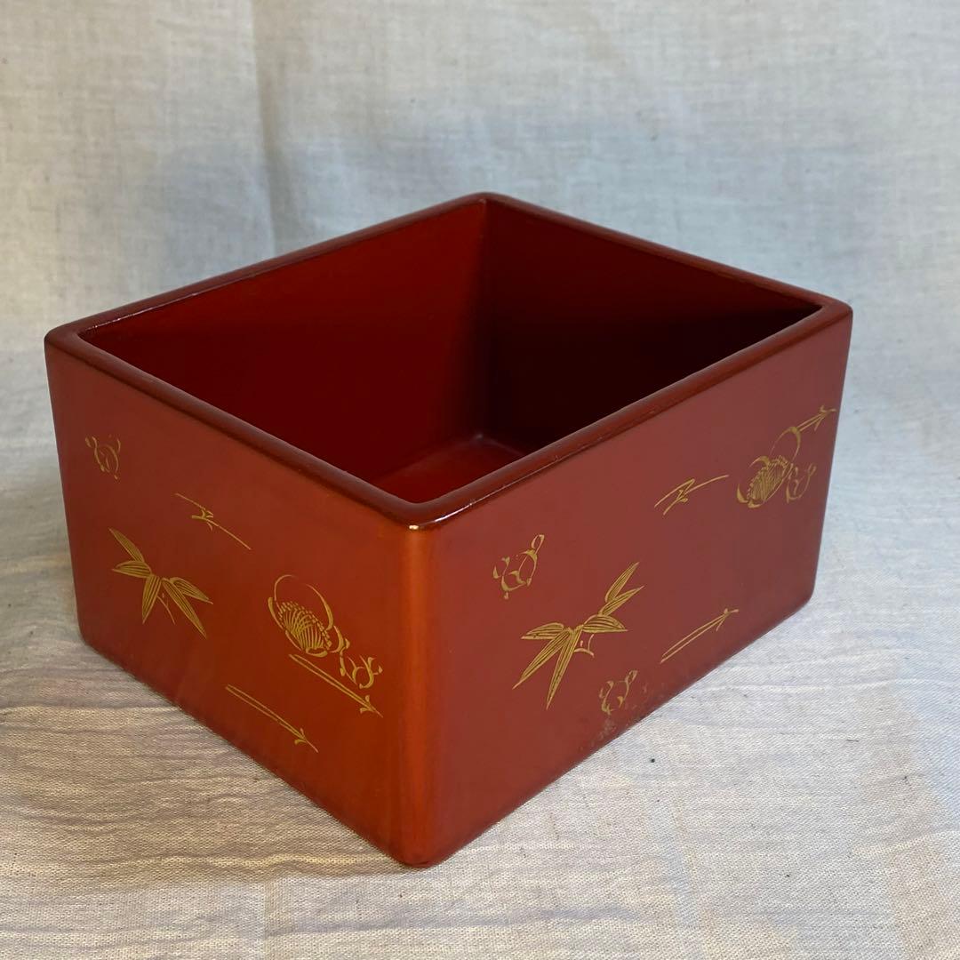 輪島塗　弁当箱　重箱　漆器　木製　外箱付　昭和初期　1客⑧