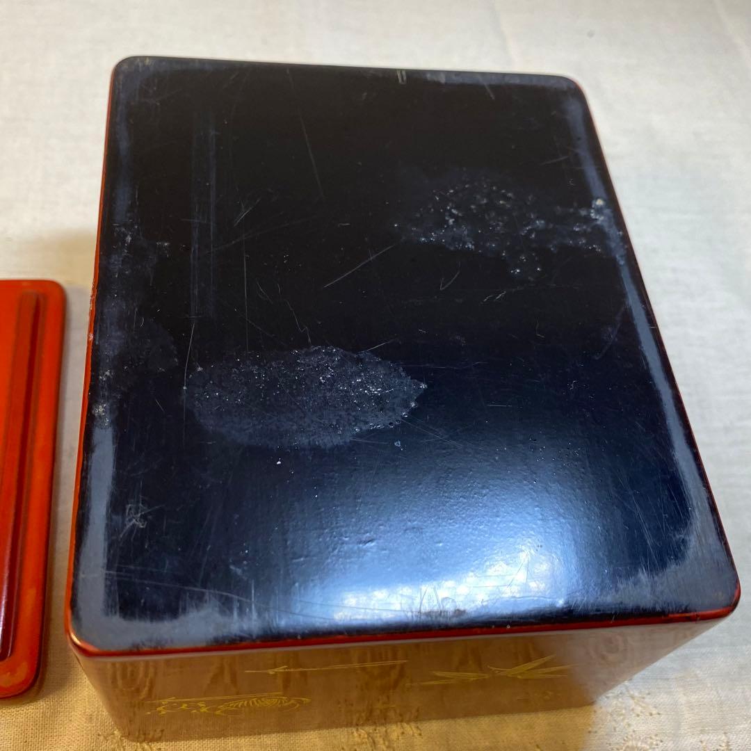 輪島塗　弁当箱　重箱　漆器　木製　外箱付　昭和初期　1客⑧