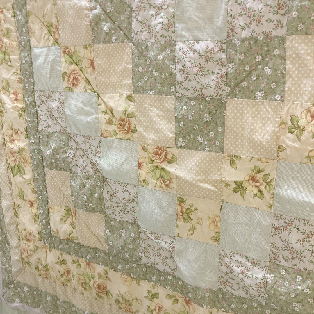 vintage 花柄パッチワークキルト ボタニカル ベッドカバー 掛け布団