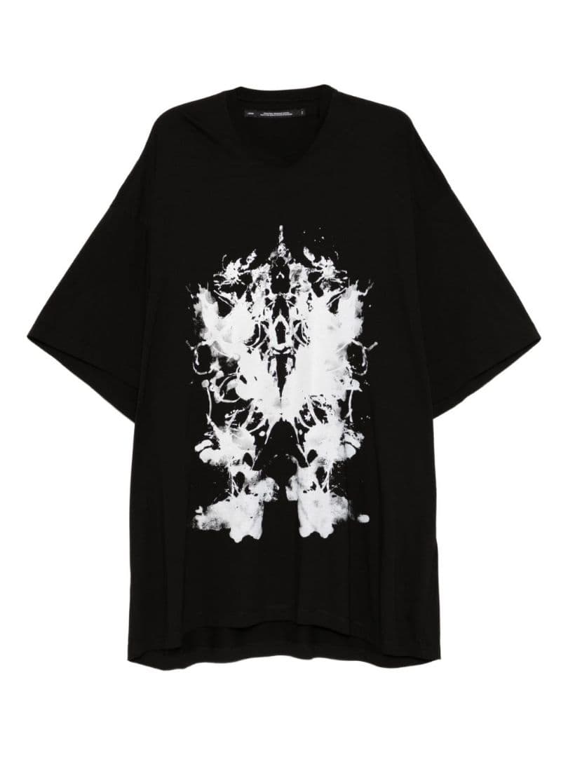 JULIUS オーバーサイズTシャツ 黒 白アートプリント