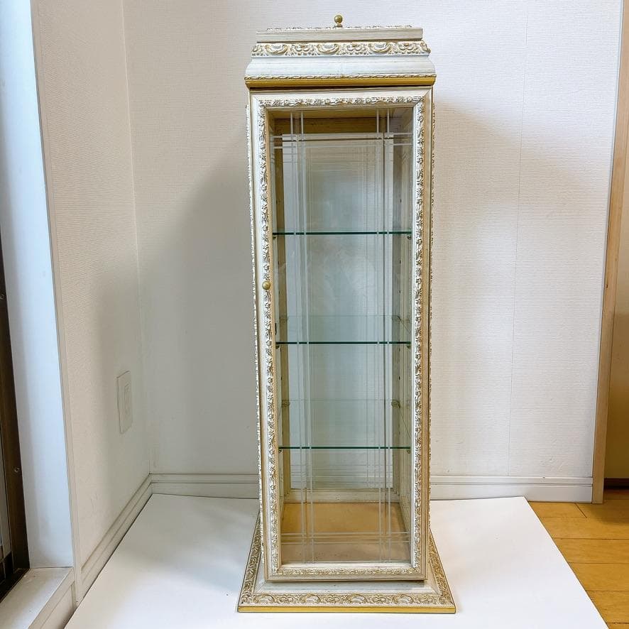 【イタリア製】金彩装飾 キュリオケース ガラスキャビネット アンティーク調