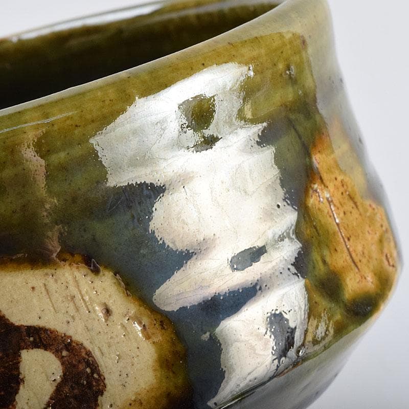 北大路魯山人作　織部焼　青織部　茶碗　黒田陶々庵極め箱　M　R9447