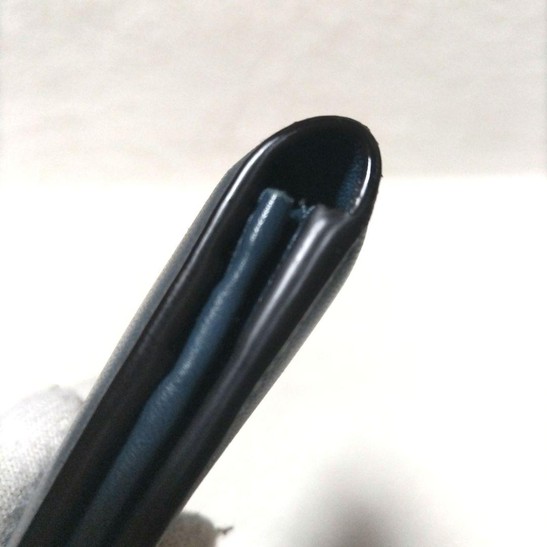 【美品】ジョルジオアルマーニ シープレザー ロゴ 二つ折り長財布 近年モデル