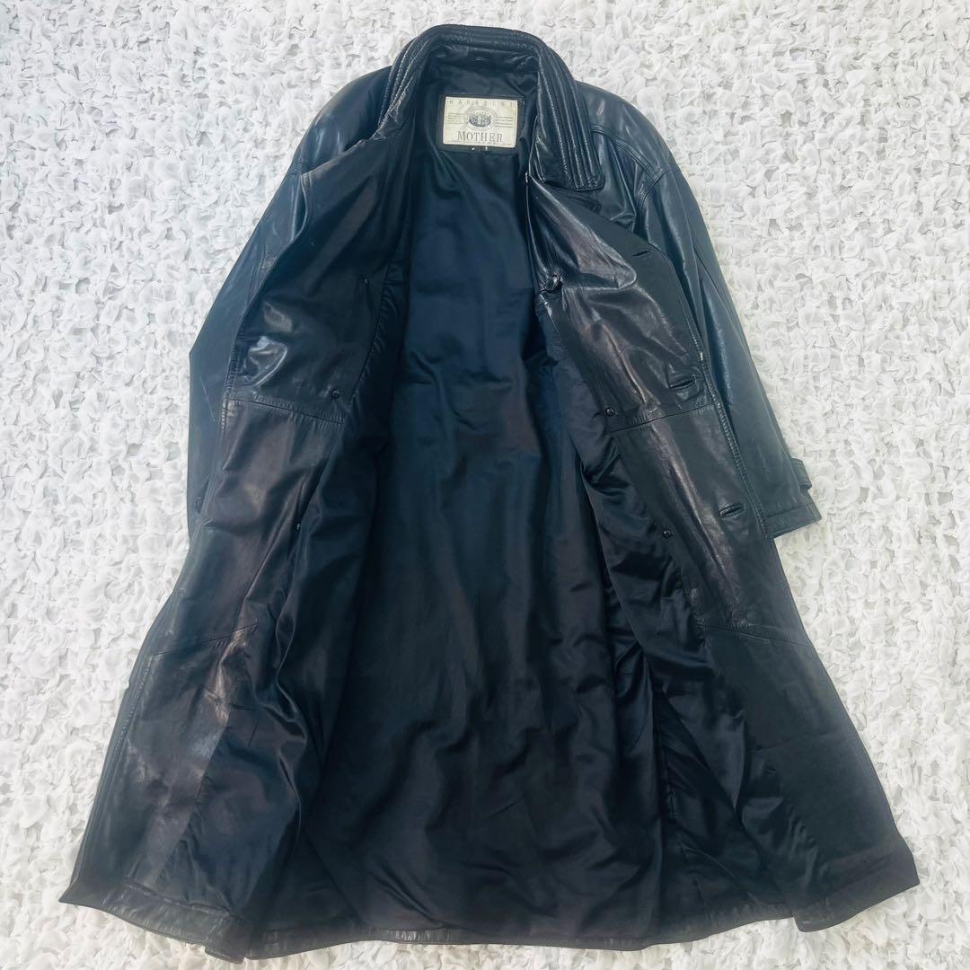 y2k ハラジュクマザーダブルレザートレンチコート マキシ牛革XLオーバーロング