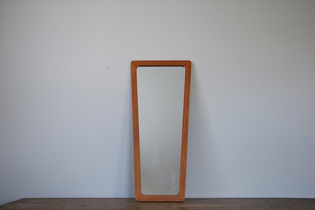 英国アンティークチークウォールミラー/木製壁掛け鏡/立鏡/姿見(91-249-1