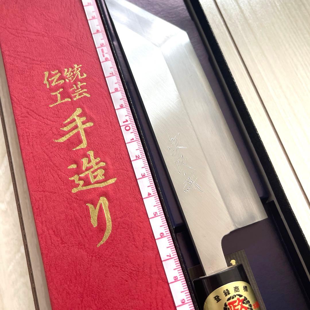 13. 新品 未使用 堺 政鋼 うなぎ裂 江戸裂き 安来鋼白紙 霞研ぎ 16.5