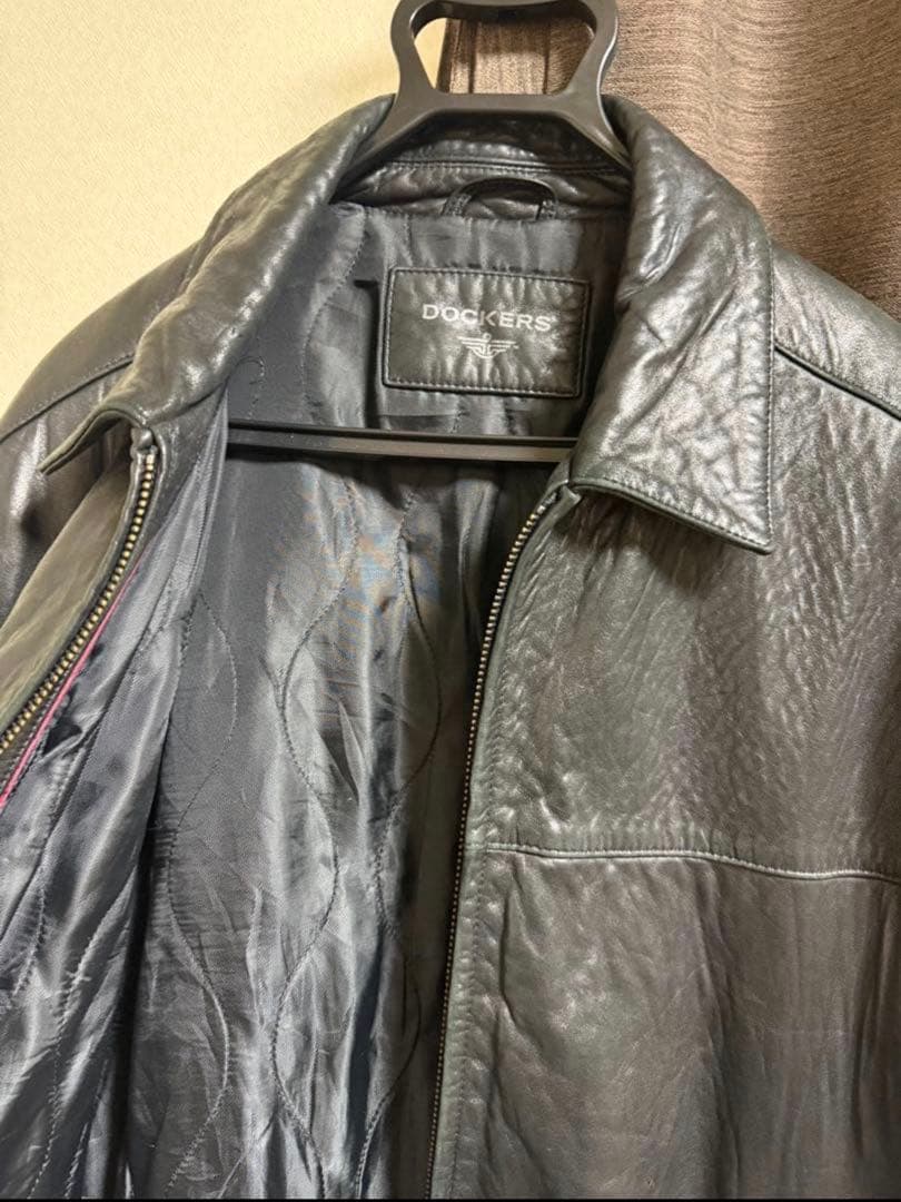 90s DOCKERS黒レザージャケットシープ羊革　革ジャンラムキムタク木村拓哉