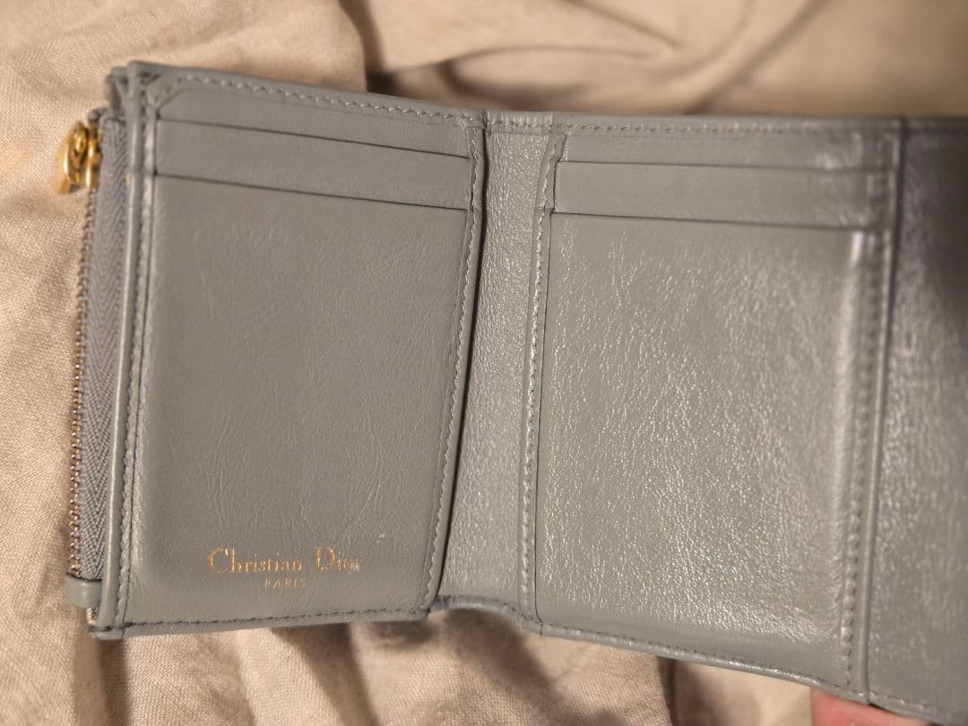 【美品】Dior Saddle Lotus ウォレット（グレー）