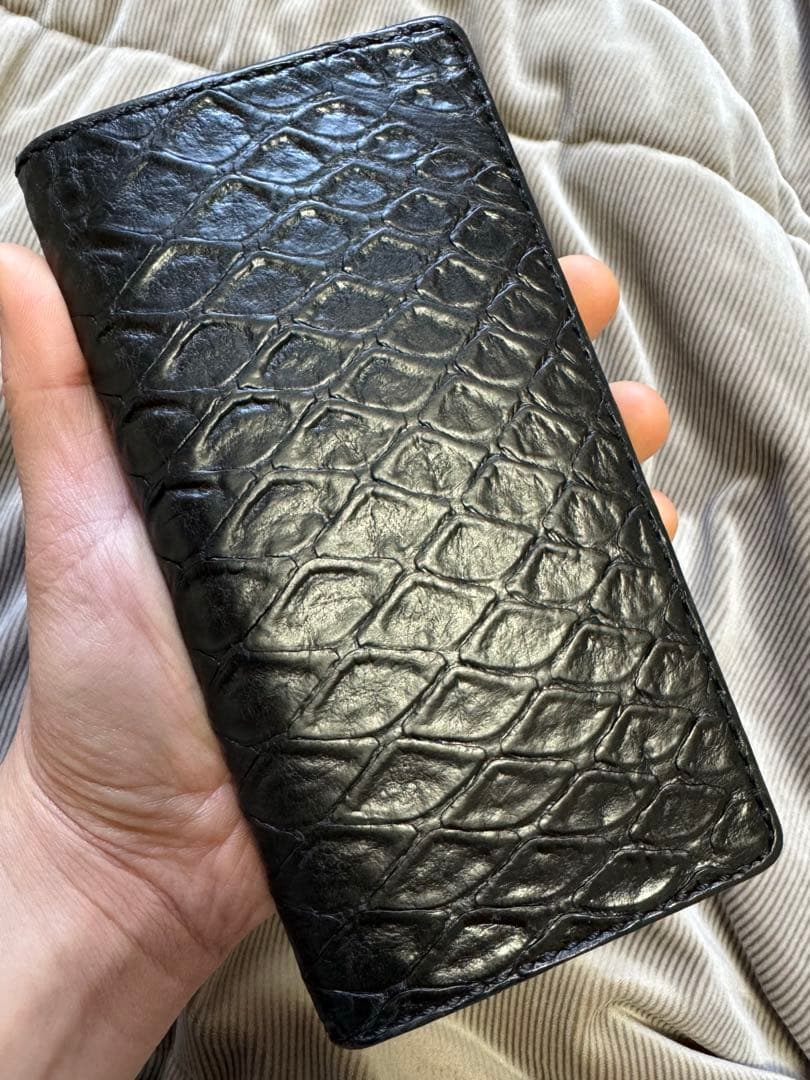 超絶激レア！　幻のセンザンコウ　穿山甲　ファニー　長財布　ブラック　手縫い
