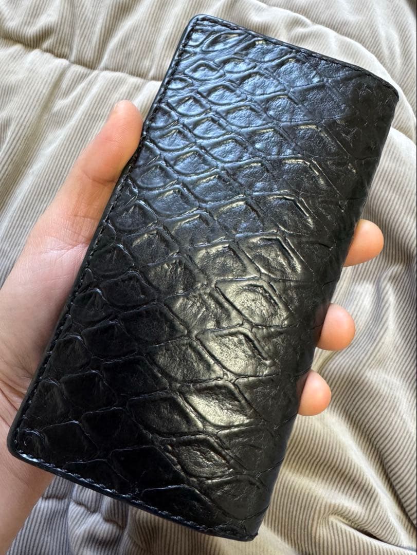 超絶激レア！　幻のセンザンコウ　穿山甲　ファニー　長財布　ブラック　手縫い