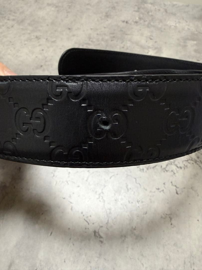 GUCCI ブラック GGパターン ベルト 95-38