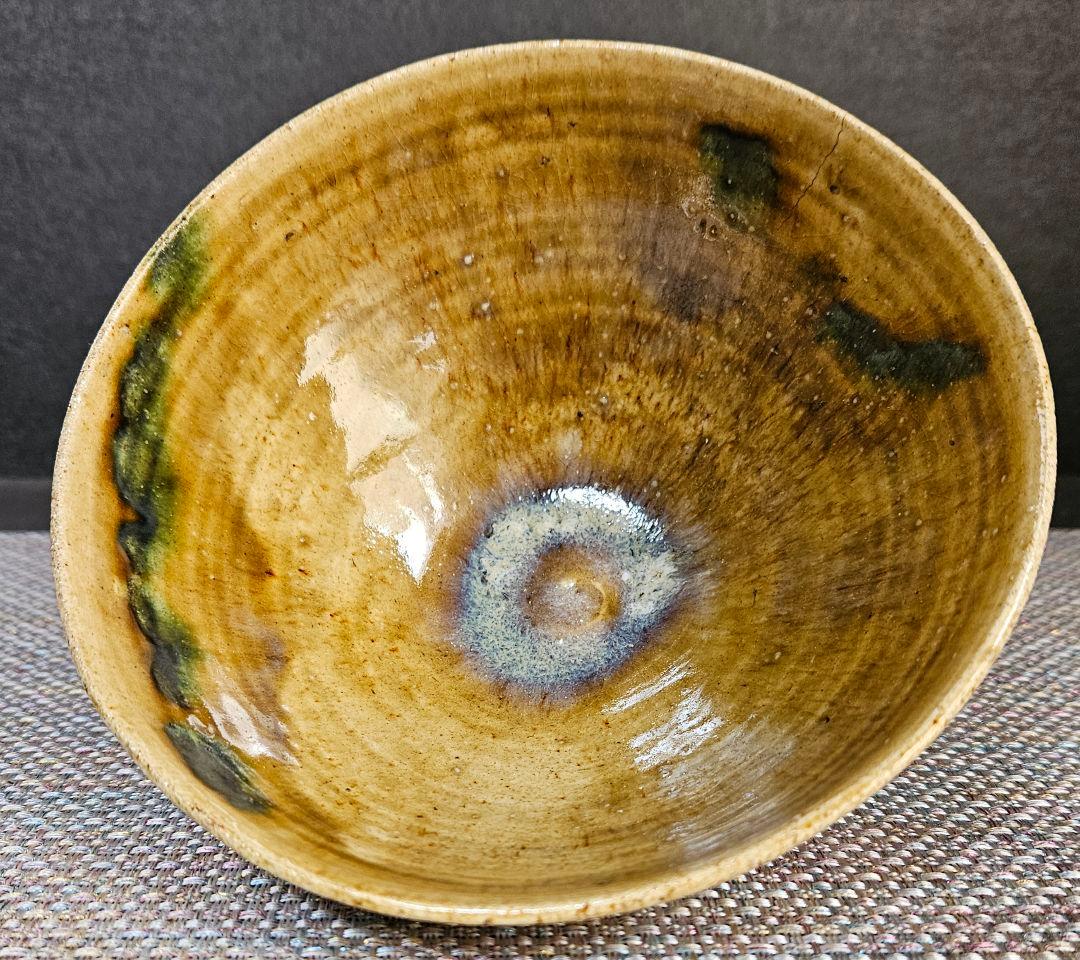 【名碗❗】
時代古作品】明治時代　瀬戸織部　黄瀬戸　織部　たんぱん海鼠釉　茶碗