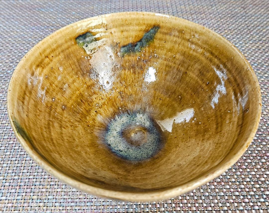 【名碗❗】
時代古作品】明治時代　瀬戸織部　黄瀬戸　織部　たんぱん海鼠釉　茶碗